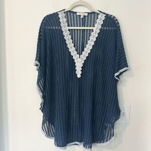 FRANCESCA'S Navy & White Swim Cover Up O/S